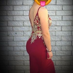 Red Jeweled Prom Dress